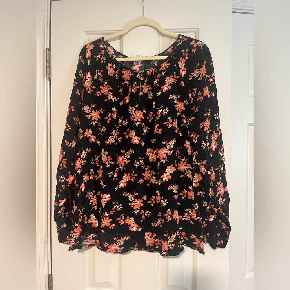 J. Jill Black and Orange Floral Blouse - Picture 2 of 5